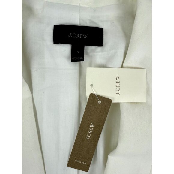 NWT J. Crew Women's Cotton Linen Blazer Jacket 8 White One Button - Picture 3 of 8